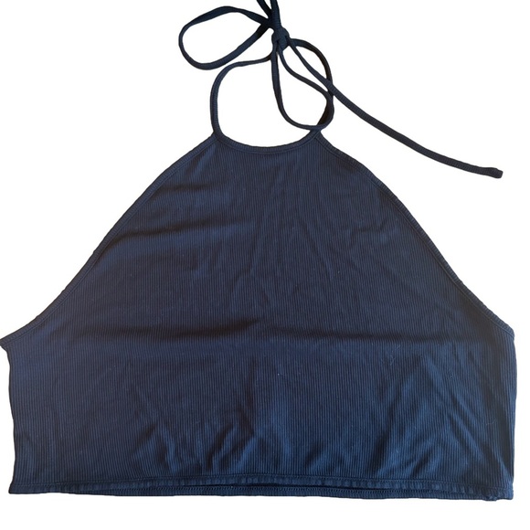 SKIMS Soft Lounge Super Cropped Halter Top in Onyx Size 4X - Picture 2 of 5